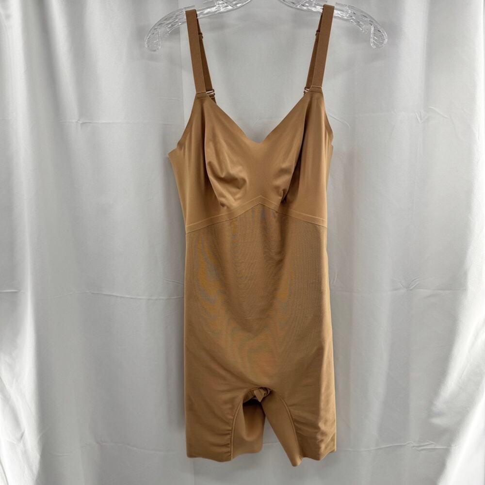 Honeylove SuperPower Mid-Thigh Bodysuit Shapewear Sz XL Tan
